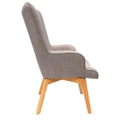 Home Déco Factory Fauteuil De Salon En Bois Et Tissu Gris - Nora -Sema Design Boutique 638115 FRN04 WEB