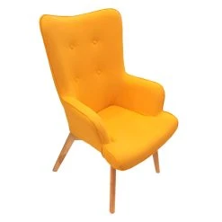 Home Déco Factory Fauteuil De Salon En Bois Et Tissu Jaune - Nora -Sema Design Boutique 638117 FRN05 WEB