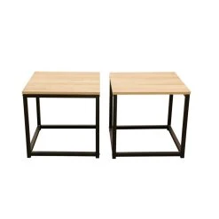 Home Déco Factory Table Basse Gigogne (lot De 3) En Plaqué Bois Et Fer Noir - Selya -Sema Design Boutique 638118 FRN06 WEB