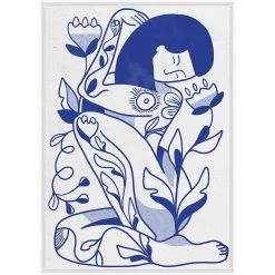 A&A Story Toile Encadree Femme 50x70cm Blanc Et Bleu