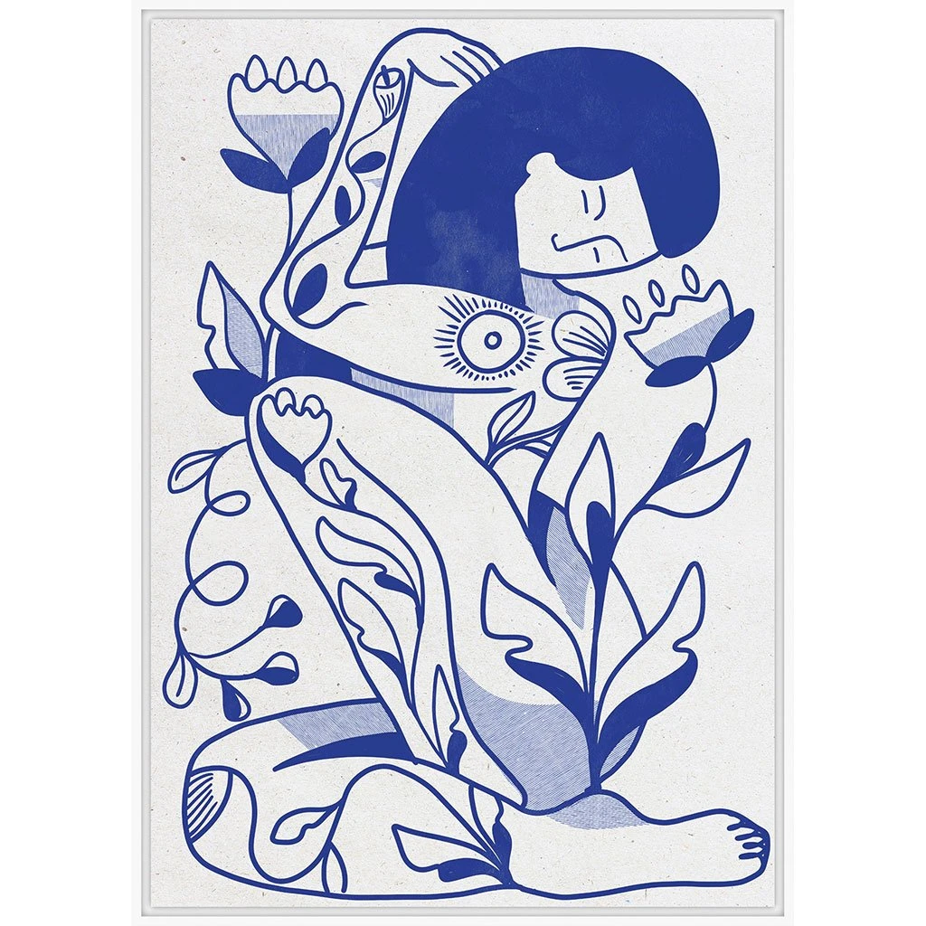A&A Story Toile Encadree Femme 50x70cm Blanc Et Bleu 3 A&A Story Toile Encadree Femme 50x70cm Blanc Et Bleu