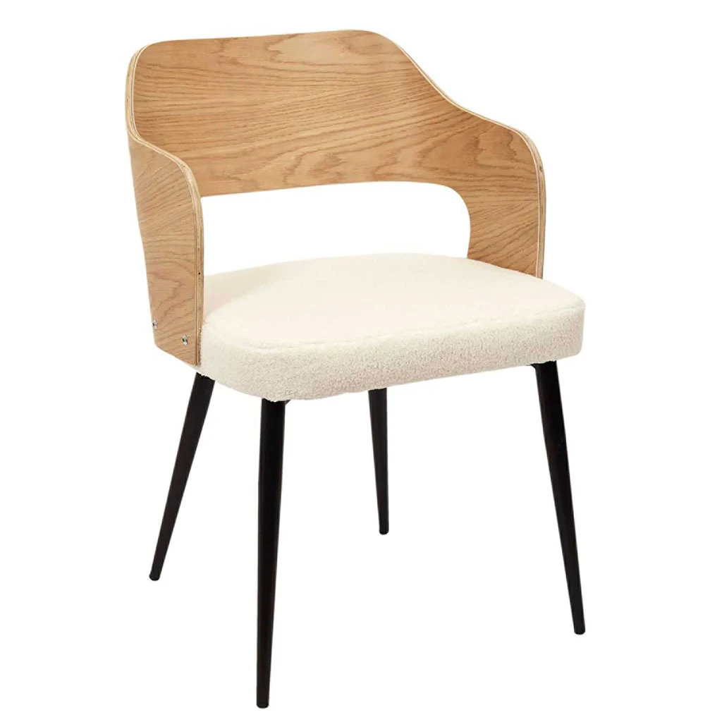 Home Déco Factory Fauteuil En Tissu Bouclette Et Dossier Bois -Loki 3 Home Déco Factory Fauteuil En Tissu Bouclette Et Dossier Bois -Loki