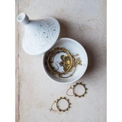 Chabi Chic Boite à Tajine Blanc Or D14xh17cm - Empreinte -Sema Design Boutique 646142 FRN02 WEB