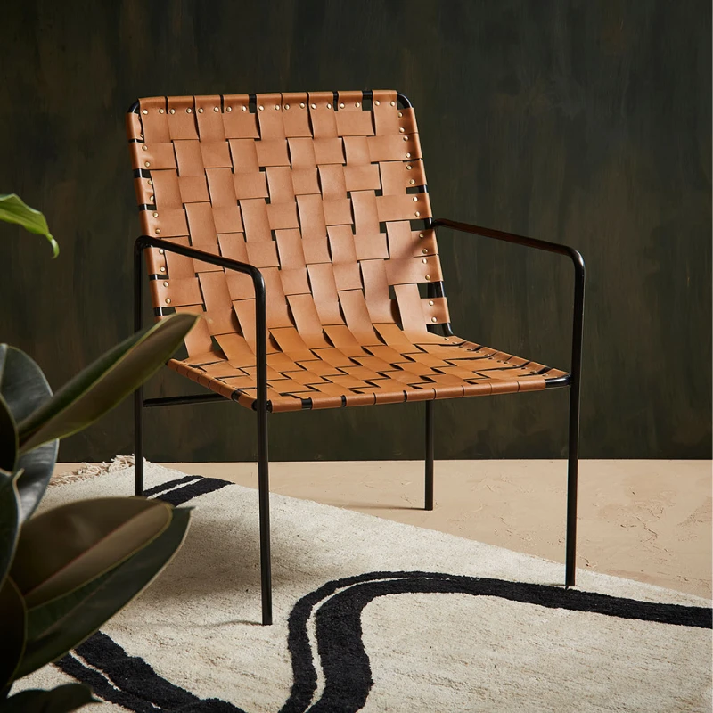 SEMA DESIGN Fauteuil Aspect Cuir Brun Et Fer Noir -Terre Boheme 8 SEMA DESIGN Fauteuil Aspect Cuir Brun Et Fer Noir -Terre Boheme – Image 6