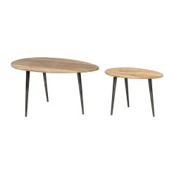 SEMA DESIGN Table Basse Gigogne (lot De 2) En Manguier Naturel Et Fer - Hervea -Sema Design Boutique 73939 DEB WEB