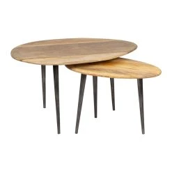 SEMA DESIGN Table Basse Gigogne (lot De 2) En Manguier Naturel Et Fer - Hervea -Sema Design Boutique 73939 DET01 WEB