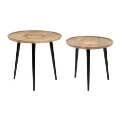 SEMA DESIGN Table Basse Gigogne (lot De 2) En Manguier Naturel Et Fer Noir - Balamea