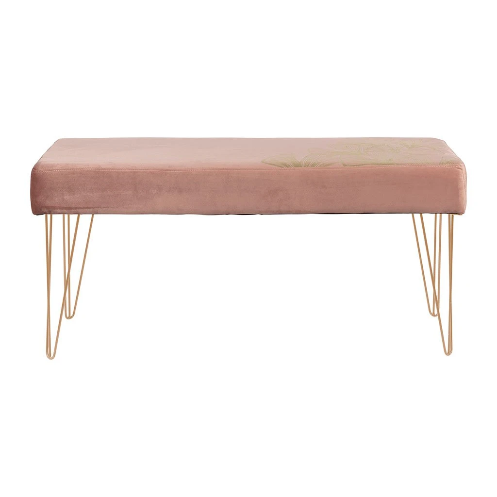 SEMA DESIGN Banc En Velours Rose Et Pieds Dorés 3 SEMA DESIGN Banc En Velours Rose Et Pieds Dorés