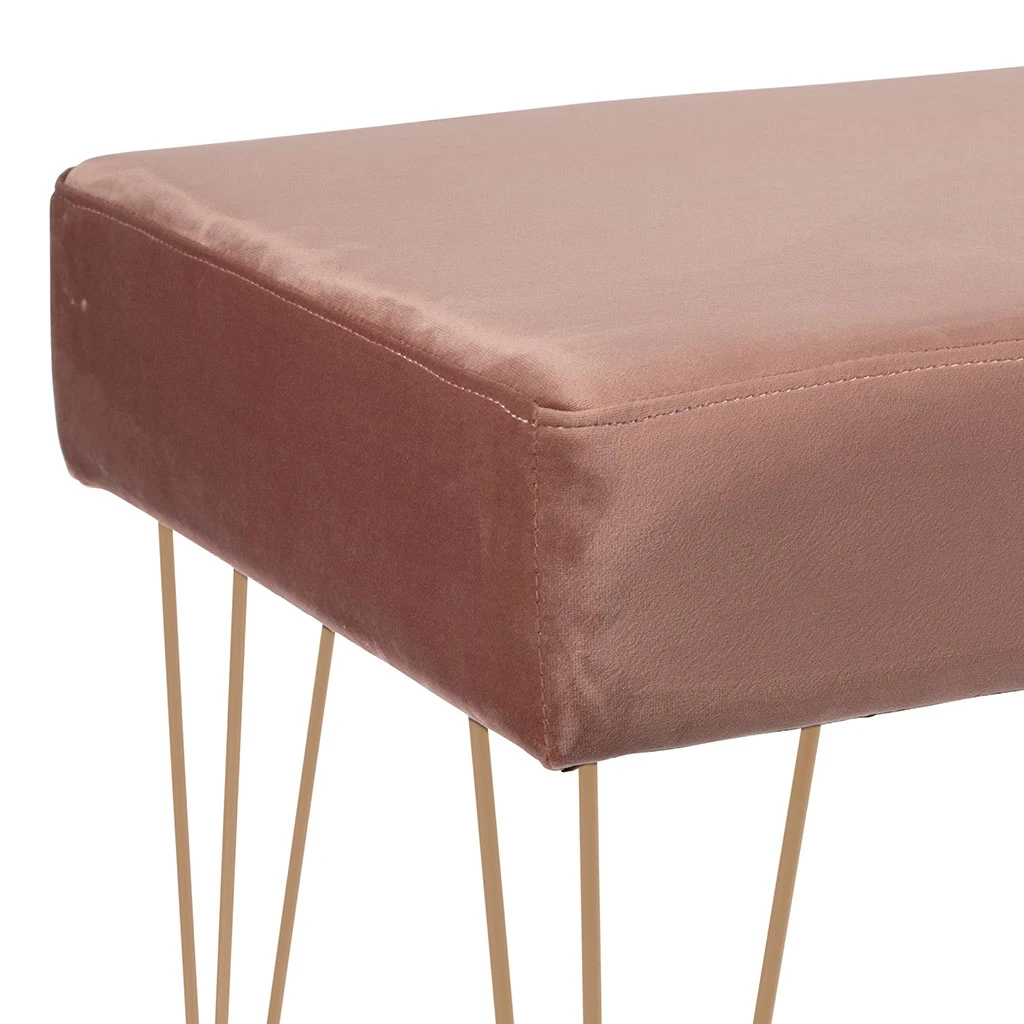 SEMA DESIGN Banc En Velours Rose Et Pieds Dorés 5 SEMA DESIGN Banc En Velours Rose Et Pieds Dorés – Image 3