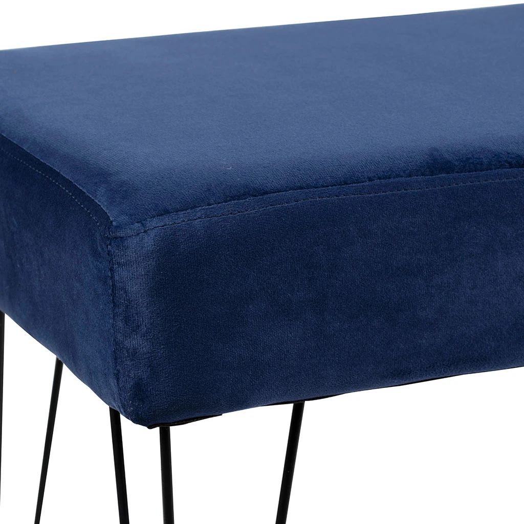 SEMA DESIGN Banc En Velours Bleu Indigo Et Motifs Dorés 4 SEMA DESIGN Banc En Velours Bleu Indigo Et Motifs Dorés – Image 2