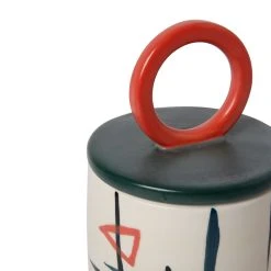 SEMA DESIGN Lot De 3 Pots Avec Couvercle Visage Arty Ivoire Et Noir En Gres -Sema Design Boutique 75320 DET02 WEB