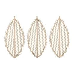 SEMA DESIGN Deco Murale Feuille X3 Bambou Naturel 31.5x64.5cm