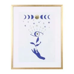 SEMA DESIGN Cadre Deco Encadré Oeil Visionn Bleu Et Doré 42x52cm