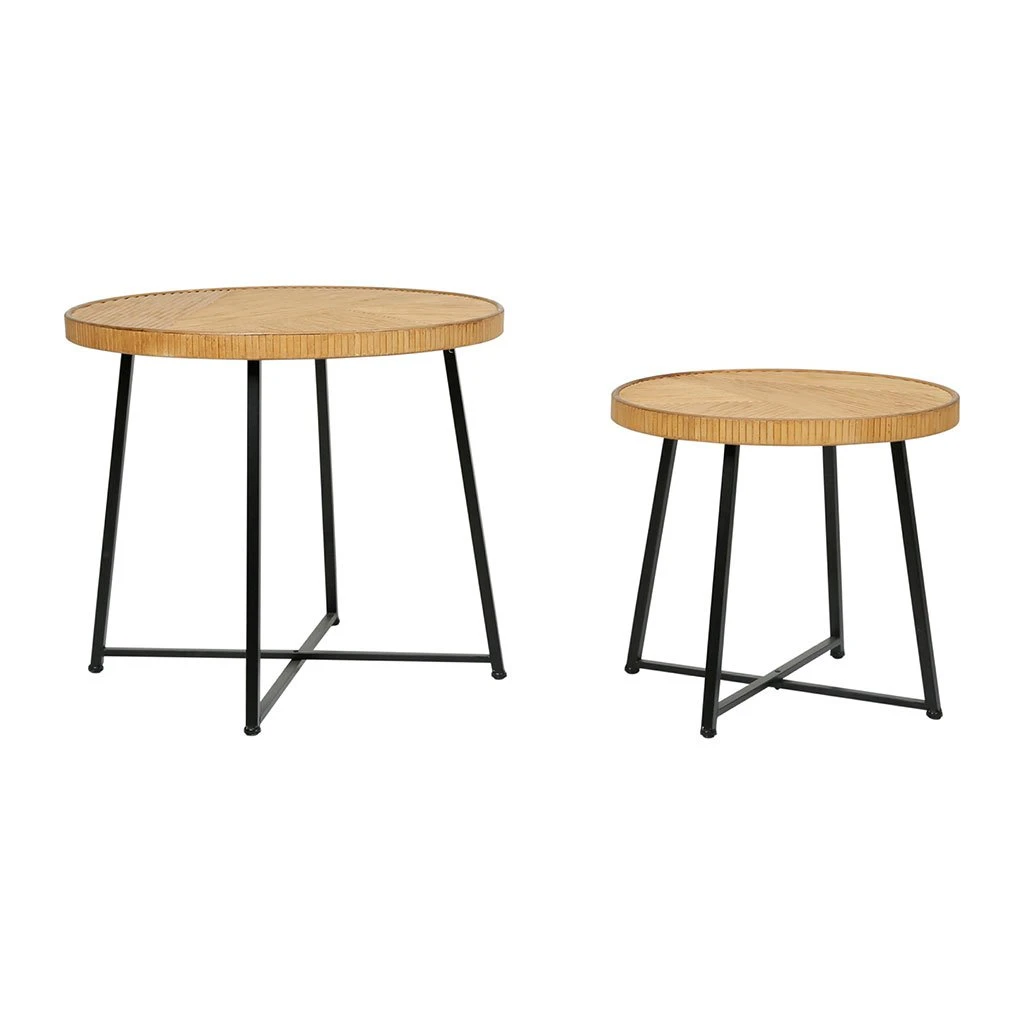 SEMA DESIGN Table Basse (lot De 2) En Bambou, Rotin Et Pieds En Fer Noir - Saori 4 SEMA DESIGN Table Basse (lot De 2) En Bambou, Rotin Et Pieds En Fer Noir - Saori â Image 2