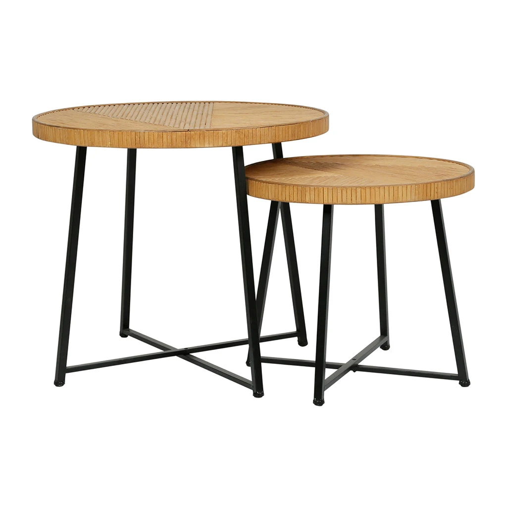 SEMA DESIGN Table Basse (lot De 2) En Bambou, Rotin Et Pieds En Fer Noir - Saori 5 SEMA DESIGN Table Basse (lot De 2) En Bambou, Rotin Et Pieds En Fer Noir - Saori â Image 3
