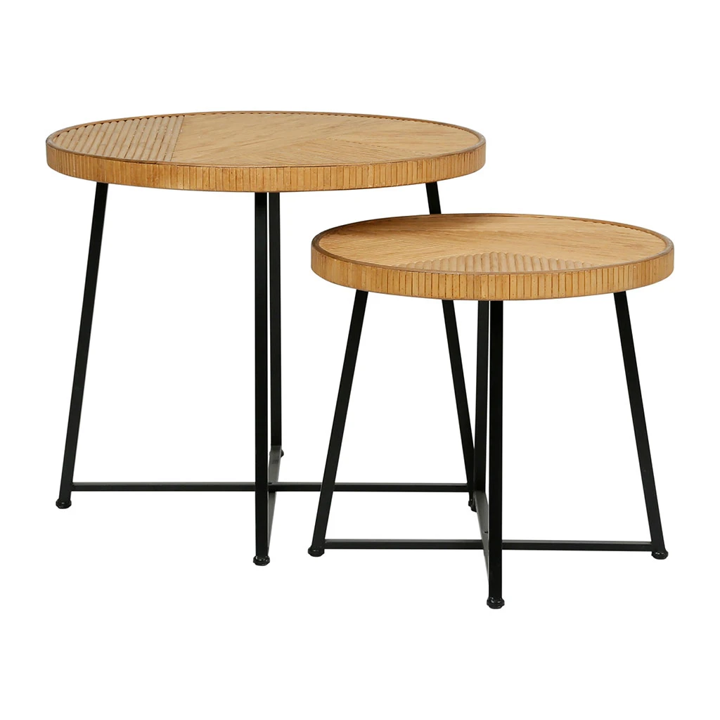 SEMA DESIGN Table Basse (lot De 2) En Bambou, Rotin Et Pieds En Fer Noir - Saori 6 SEMA DESIGN Table Basse (lot De 2) En Bambou, Rotin Et Pieds En Fer Noir - Saori â Image 4