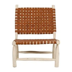 SEMA DESIGN Fauteuil En Cuir Brun Et Bois D'eucalyptus - Cuir