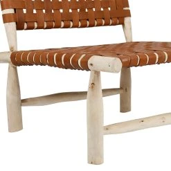 SEMA DESIGN Fauteuil En Cuir Brun Et Bois D'eucalyptus - Cuir -Sema Design Boutique 76484 DET03 WEB