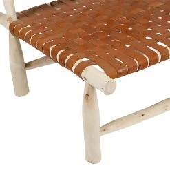 SEMA DESIGN Fauteuil En Cuir Brun Et Bois D'eucalyptus - Cuir -Sema Design Boutique 76484 DET04 WEB