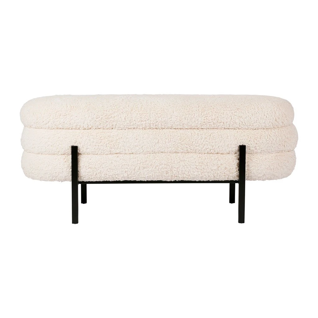 SEMA DESIGN Banc Coffre En Tissu Bouclette Crème Et Fer Noir - Cosine 3 SEMA DESIGN Banc Coffre En Tissu Bouclette Crème Et Fer Noir - Cosine