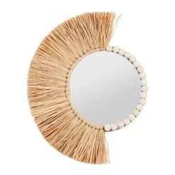 SEMA DESIGN Miroir Rond Asymétrique En Raphia - Blue Sand