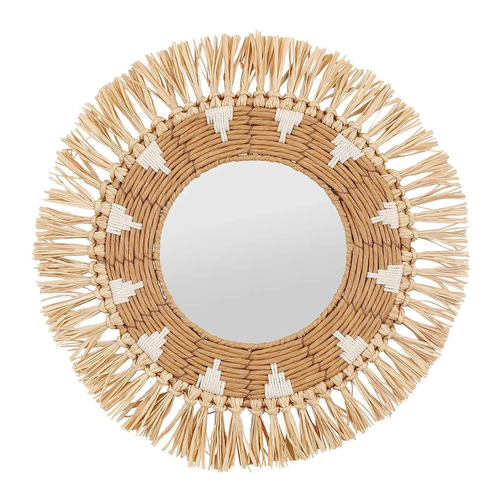 SEMA DESIGN Miroir Rond Naturel Et Blanc En Raphia D42cm - Terre Brulée 3 SEMA DESIGN Miroir Rond Naturel Et Blanc En Raphia D42cm - Terre Brulée