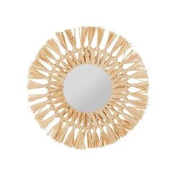 SEMA DESIGN Miroir Rond En Raphia Naturel D30cm