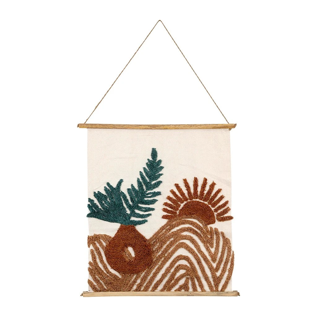 SEMA DESIGN Toile Tuftée écru, Terracotta Et émeraude En Coton - Sweet Leaves 3 SEMA DESIGN Toile Tuftée écru, Terracotta Et émeraude En Coton - Sweet Leaves