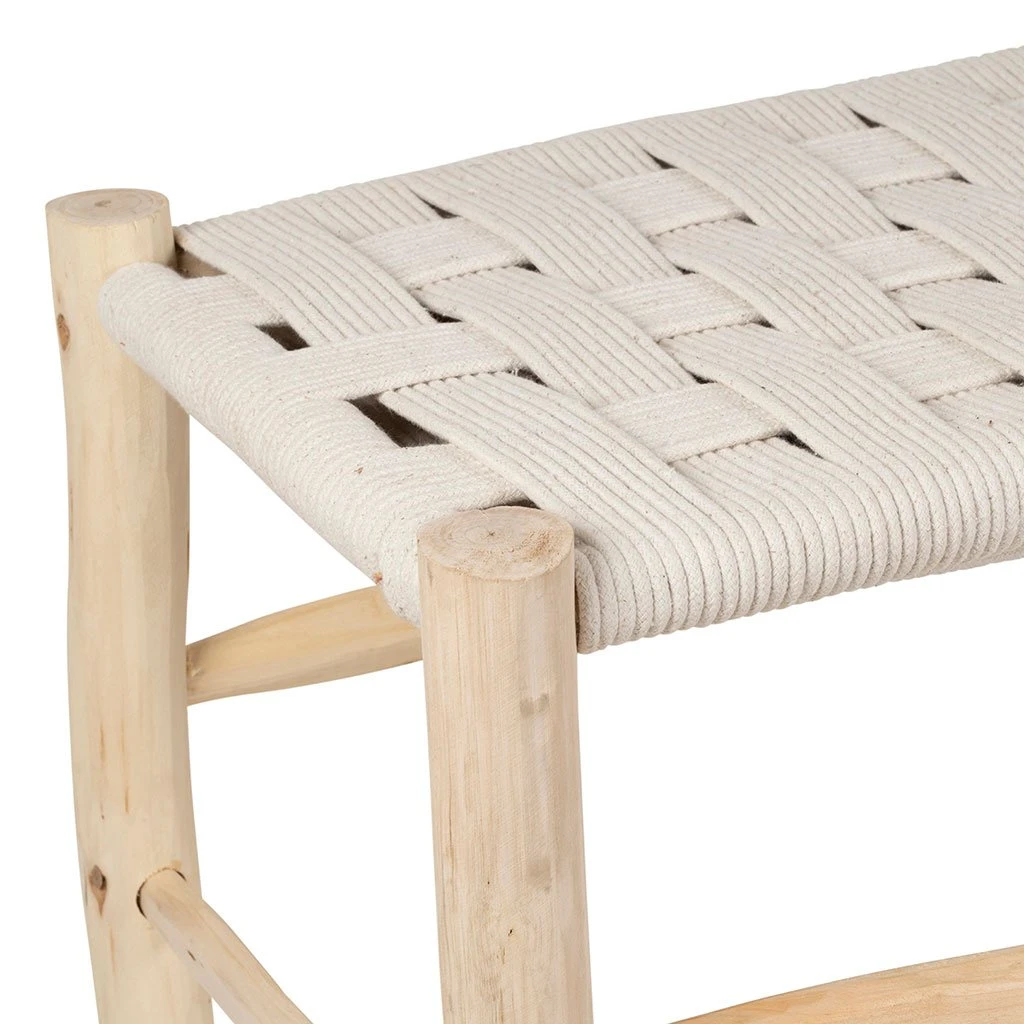SEMA DESIGN Banc En Bois D'eucalyptus Et Coton Beige 5 SEMA DESIGN Banc En Bois D'eucalyptus Et Coton Beige – Image 3
