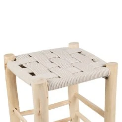 SEMA DESIGN Tabouret En Bois D'eucalyptus Et Coton Beige -Sema Design Boutique 76886 DET02 WEB