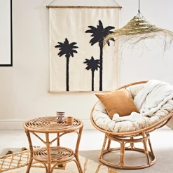 SEMA DESIGN Toile Tuftée Palmea Ecru Et Noir 100x120 -Sema Design Boutique 8152d toile tuftee ecru avec motifs de palmiers noir