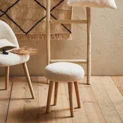 SEMA DESIGN Tabouret Bouclette Ivoire Et Bois De Pin -Element 9 SEMA DESIGN Tabouret Bouclette Ivoire Et Bois De Pin -Element -Sema Design Boutique 90a0d tabouret en laine bouclee