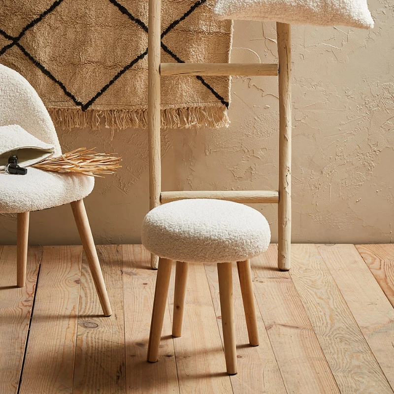 SEMA DESIGN Tabouret Bouclette Ivoire Et Bois De Pin -Element 6 SEMA DESIGN Tabouret Bouclette Ivoire Et Bois De Pin -Element – Image 4