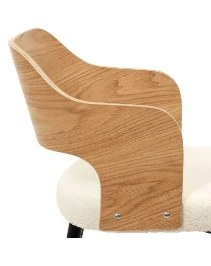 Home Déco Factory Fauteuil En Tissu Bouclette Et Dossier Bois -Loki 6 Home Déco Factory Fauteuil En Tissu Bouclette Et Dossier Bois -Loki – Image 4