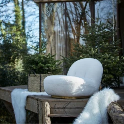 Côté Table Fauteuil Doudou Bouclette Blanc Et Doré - Maudan -Sema Design Boutique bf585 fauteuil rond en bouclette