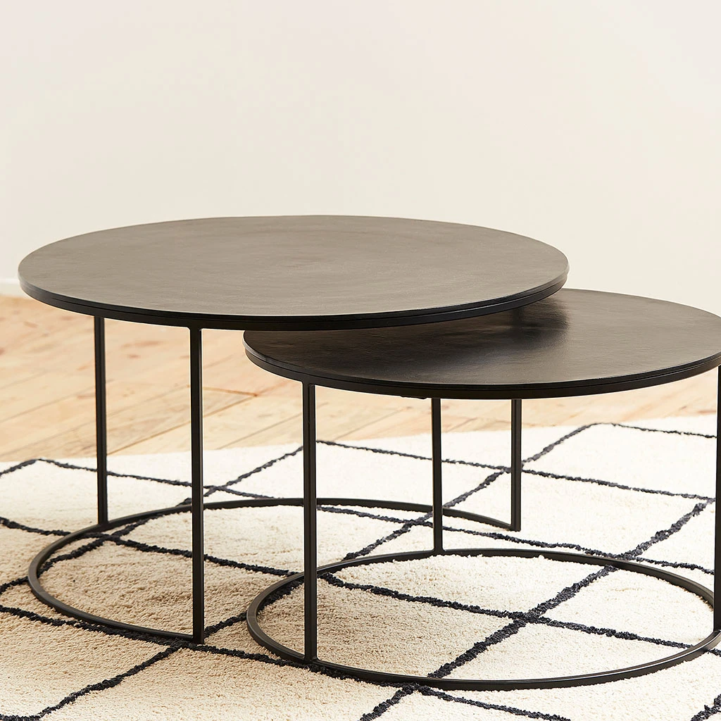 Côté Table Table Basse Gigogne Ronde (lot De 2) En Fer Noir - Felia 6 Côté Table Table Basse Gigogne Ronde (lot De 2) En Fer Noir - Felia – Image 4